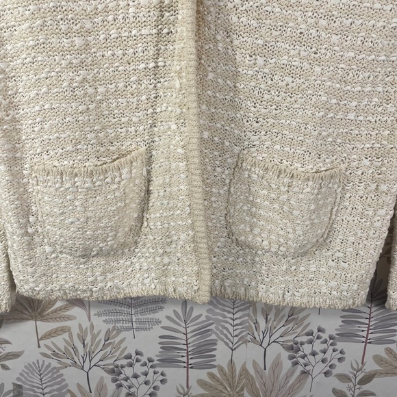 Amina Rubinacci Napoli Cream Textured Knit Cardigan Jacket Sweater 44 Made Italy - Picture 5 of 11